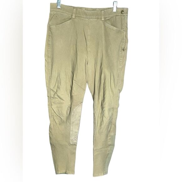 Ariat Size 30R Riding Breeches Pants Side Zip Knee Patch Beige Khaki Equestrian - Picture 1 of 10